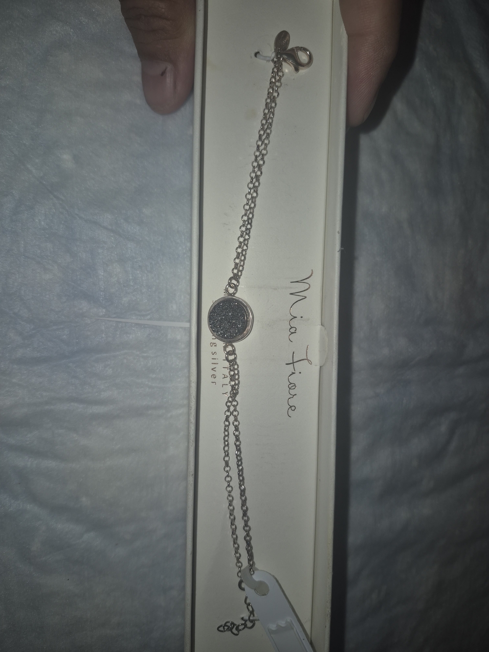 Mia Fiore Silver-Tone Black Druzy Circle Bracelet